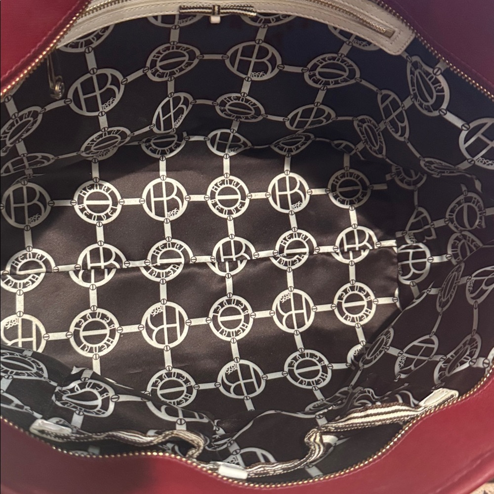 Henri Bendel Red Leather Tote with Gold Charm - Picture 14 of 16
